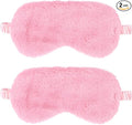 2 Pcs Plush Eye Mask Soft Sleeping Blindfold Eye Cover Comfortable Furry Faux Fur Sleeping Mask Satin Nap Night Eyeshade Cover for Women Men Gift (Pink)