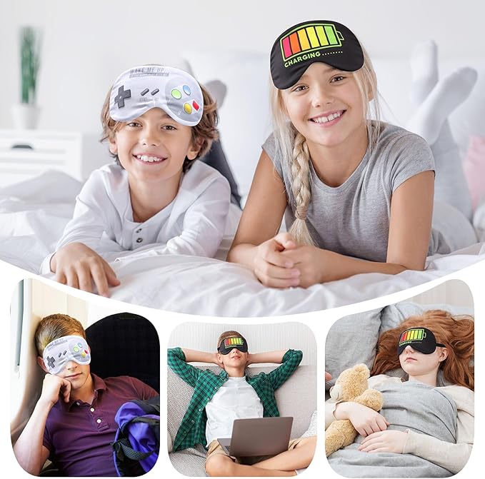 2 Pcs Sleep Eye Mask, Guys Blackout Sleeping Mask for Kids Adult Children's Travel Eye Mask Eye Cover Blindfold for Game