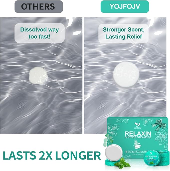 Vapor Shower Steamers Aromatherapy - Mothers Day Gifts for Husband Mom Her Wife Women, 6 Pack Vapor Shower Tablets, Breathe Easy & Relaxation with Eucalyptus Menthol Essential Oils, Self-Care SPA