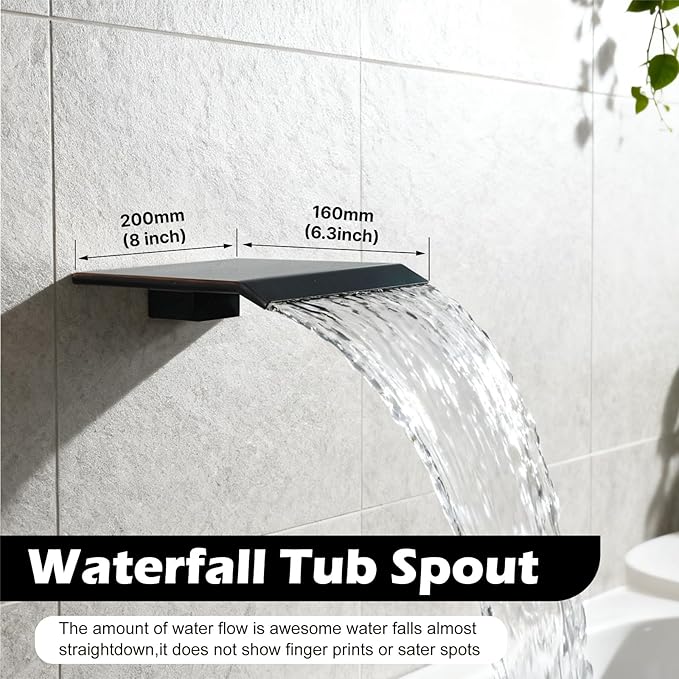 Midanya Shower System with Tub Spout,Bathtub Shower Faucet Set with Square Rainfall Head and Handheld Sprayer Wall Mount Tub Faucet Set with Valve and Trim Kit,10 Inch Oil Rubbed Bronze
