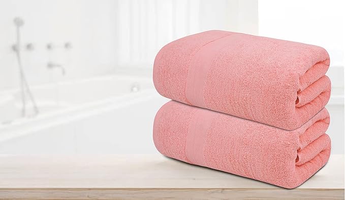Softolle 100% Cotton Luxury Bath Sheets - Pack of 2 (35" x 70") | Super Soft, Quick-Dry & Highly Absorbent Towels for Bathroom, Home, Spa & Gym (Pink)