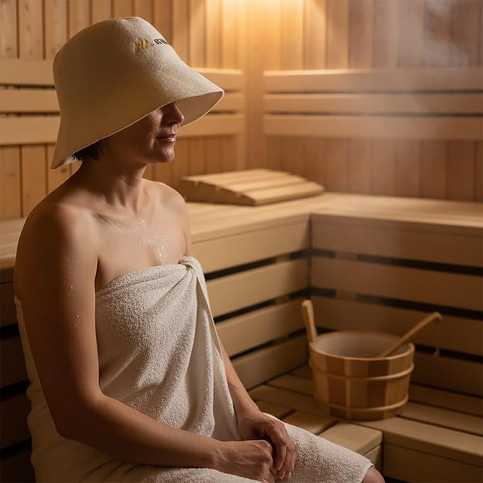 100% Wool Sauna Hat, Natural Felt Heat-Resistant Cap for Steam Room & Spa,