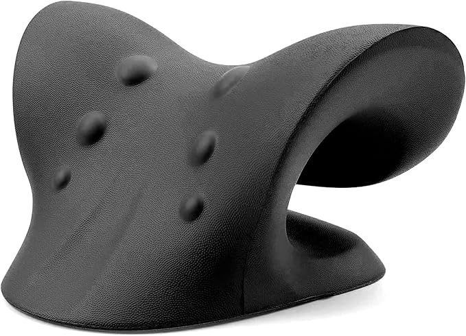 RESTCLOUD Neck and Shoulder Relaxer, Cervical Traction Device for TMJ Pain Relief and Cervical Spine Alignment, Chiropractic Pillow, Neck Stretcher (Black)