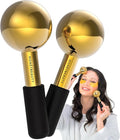 MonétBeauty Stainless Steel Ice Globes for Facials (Gold Black Handle), Durable Cryo Globes Instantly Reduce Puffiness, Tighten Pores & Sinus Relief, Face Globes Facial Massages & Daily Beauty Routine