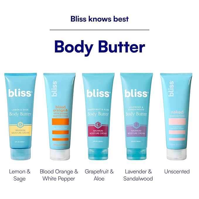 Bliss Body Butter - Lemon and Sage Body Butter - Maximum Moisture Cream - 32 Fl Oz - Body Lotion for Dry Skin - Long-Lasting Moisturizer for Women & Men - Vegan & Cruelty-Free