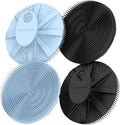 Soft Silicone Shower Brush Body Wash Bath Exfoliating Skin Massage Scrubber, Dry Skin Brushing Glove Loofah, Fit for Sensitive and All Kinds of Skin(2 Pack Sky Blue+2 Pack Black)
