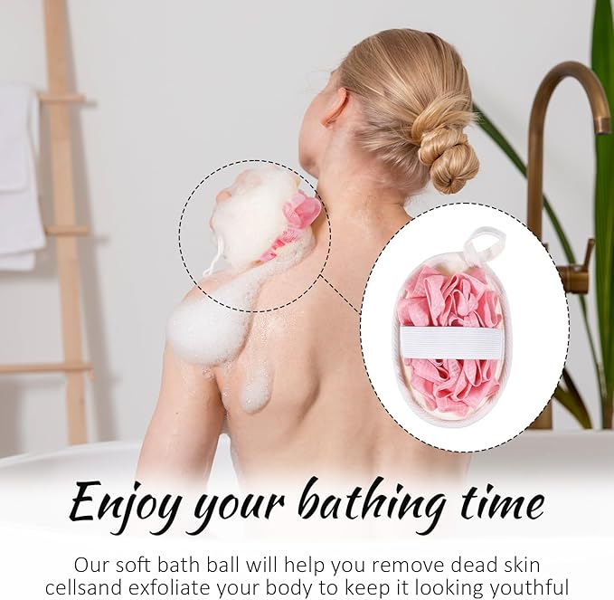 Jeffdad 2Pcs Natural Loofah Sponge, Premium Exfoliating Body Scrubber for Women & Men Ideal Shower Scrubber for Body Perfect for Exfoliation, Cleansing, and Gentle Skin Care(Pink)