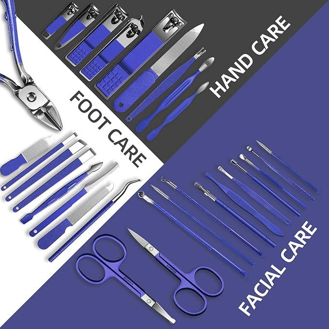 Manicure Set 30 in 1 Nail Clippers Set,Nail Manicure Kit for Women,RedFlow Toenail Clippers,Pedicure Kit,Pedicure Tools,Suitable for Travel Manicure Tools (Navy Blue)