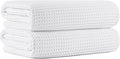 MICROFI New Microfiber Waffle Bath Towels, 2 Pieces, Oversized, Soft, Absorbent, Fast Drying, Lint Free 430 GSM (White)