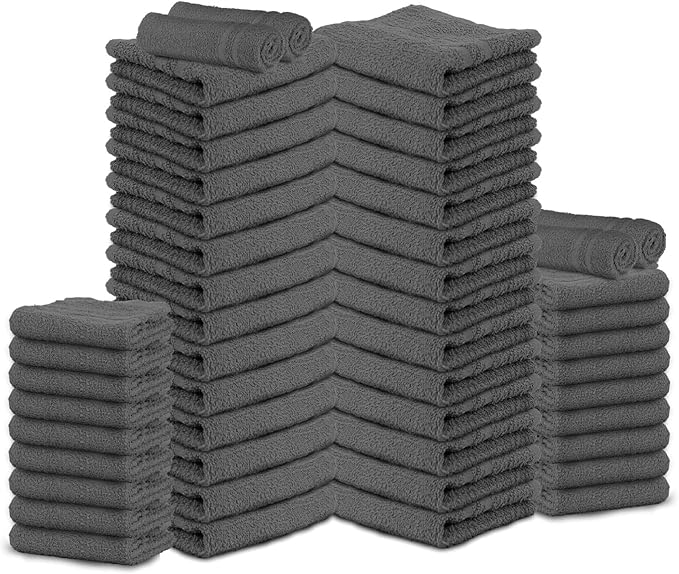 Salon Towels – 50 Pack Grey Hand Towels 100% Cotton Spa Towels – 16x27 inches Highly Absorbable Facial Towels Gym Towels Hair Towels and Face Towels Bulk Small Towels (Not Bleach Proof)