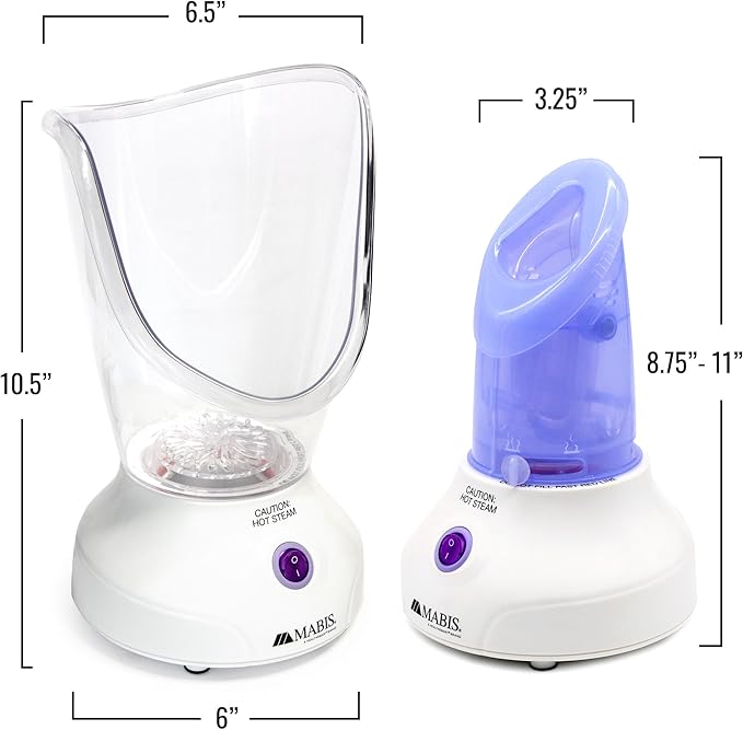Mabis Steam Inhaler with Adjustable Facial & Nasal Mask (FSA/HSA) - Natural Vapor Inhaler Therapy for Sinus Relief, Skincare, & Pore Cleansing | Plug-in Vaporizer Humidifier - 60ml Liquid Capacity