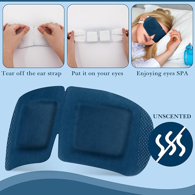 100 Pcs Disposable Steam Eye Mask Bulk for Dry Eyes Spa Unscented Self Heating Warm Compress Sleep Mask Home Office Travel Relaxation Gifts