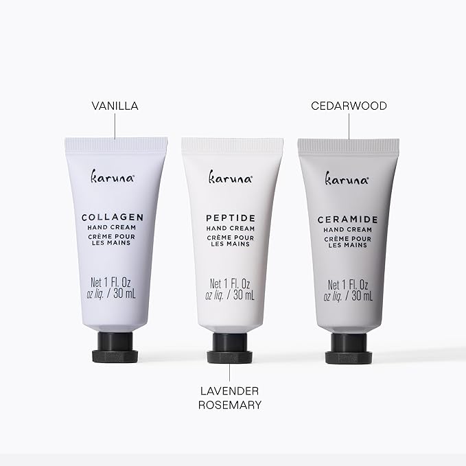 Karuna Age-Defying Hand Cream Trio, 3 Pack Hand Renewal (15ml Each) – Hydrating, Nourishing Hand Lotion Gift Set