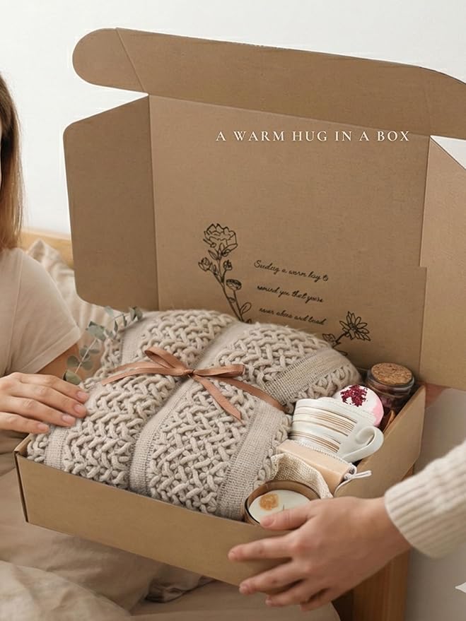 Cozy Care Package for Women – Warm & Comforting Thinking of You Gift Box for Birthday,BES Friend Gift, Get Well Soon, Sympathy, Self Care,Cancer Care & Encouragement(TAN)
