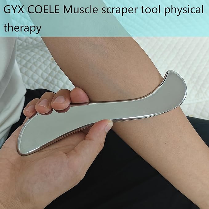 Muscle Scraper Tool Set, Stainless Steel IASTM Tools for Physical Therapy, Scar Tissue Breakdown, Fascia Release, 5 Piece Kit with Carrying Case