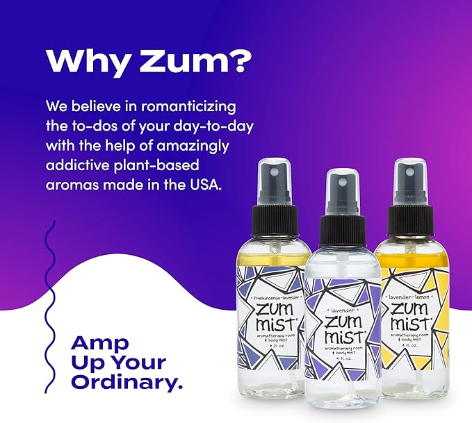 Zum Indigo Wild Mist Room & Body Spray - Aromatherapy Essential Oil Spray - Natural Body Mist & Room Spray - Lavender Blends - 4 fl oz (3 Pack)