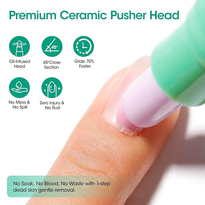 Gellen 6ml Ceramic Cuticle Oil Pusher Pen, Cuticle Remover & Cuticle Oil Pen, Nail Care Pen for Hangnails & Damaged Nails, Gentle Cuticle Pusher Tool for Beginners, Nourishing & Healthy Ingredients