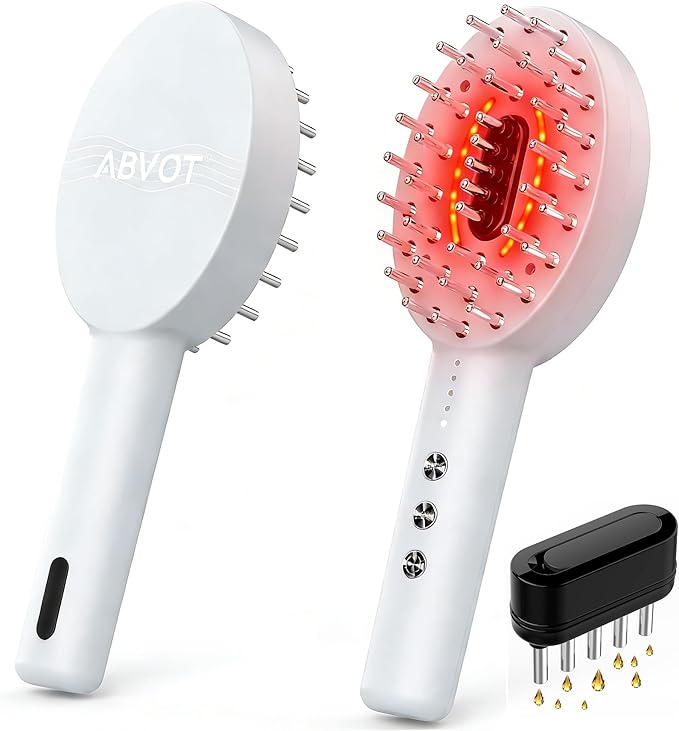 3-in-1 Electric Scalp Massager Brush, Vibrating Scalp Massager Comb with Hair Oil Applicator for Scalp/Face/Body Relaxation, Portable Massager Tool for Home & Travel, Gift for Men & Women(White)