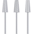 3 Pieces Tapered Barrel Carbide Nail Drill Bit, 3 Sizes Carbide Nail Drill Bit Acrylic File Cuticle, Art Tools for Gel Manicure Pedicure(XF, F, M,Silver)