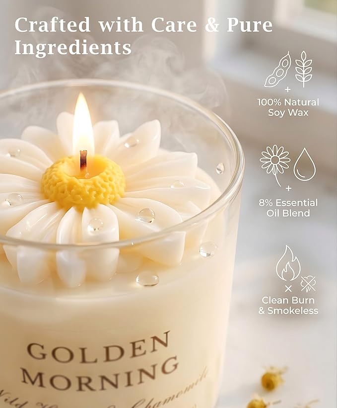 Scented Candles for Women - Aromatherapy Natural Soy Candles 4 Pack, Unique Floral Design, Relaxation Gifts for Mother’s Day, Birthday & Home Decor