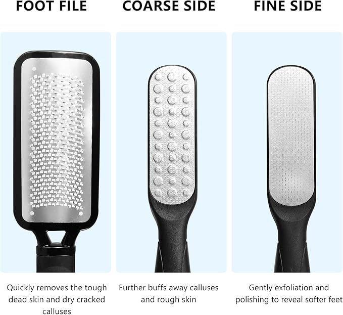2 Pack Colossal Foot Files Kit Callus Remover Stainless Steel Dual Sided Foot Rasp Heel Scrubber Files Pedicure Tools