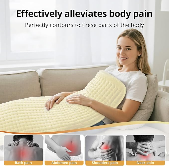 Electric Heating Pad for Back Pain Relief, Extra Large 33" x 17" - 6 Heat Settings for Neck Shoulder Cramp - Moist Heat Therapy - 2h Auto-Off - Machine Washable