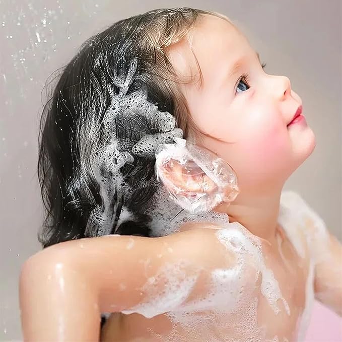 400 Pack Disposable Ear Covers for Shower Waterproof, Ear Shower Caps Hair Dye Ear Protectors for Adults - Clear Elastic Ear Caps for Bathing, Salon, Spa, Travel, Plastic Ear Covers for Showering