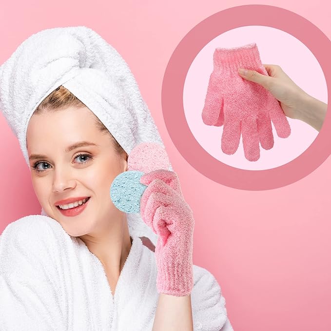 Tegeme 100 Pcs Exfoliating Gloves Bulk Double Sided Nylon Colorful Bath Shower Gloves for Men Women Beauty Spa Massage Shower Deep Clean Body Skin Scrubber Bathing Accessories,13 Colors