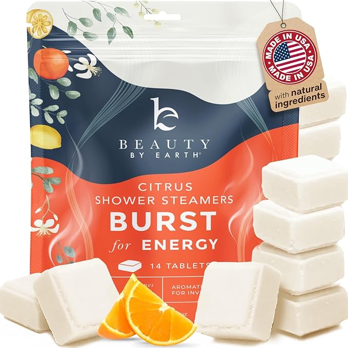 Shower Steamers Aromatherapy - USA Made with Natural Ingredients & Citrus Essential Oil, Mothers Day Gifts for Mom, Long Lasting Shower Bombs for Energy Boost, Spa Gifts for Women & Men