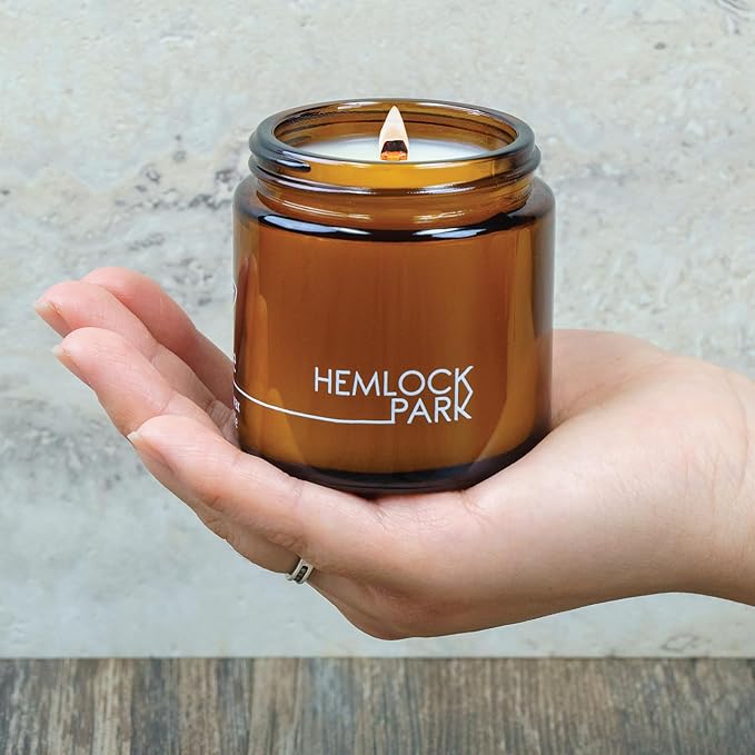 Hemlock Park Lotus Flower Apothecary Hand-Poured Scented Candle | Crackling Wood Wick, Botanical Fragrance & Coconut Wax | Up to 25 Hour Burn Time | 4 oz