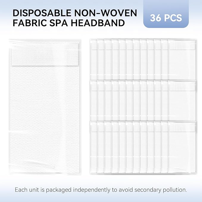 White Disposable Spa Headband for Women – 36pcs Disposable Headbands for Spa Hair bands for Facials, White Headband for Esthetician, Skincare & Washing Face, Professional Facial headbands for Women
