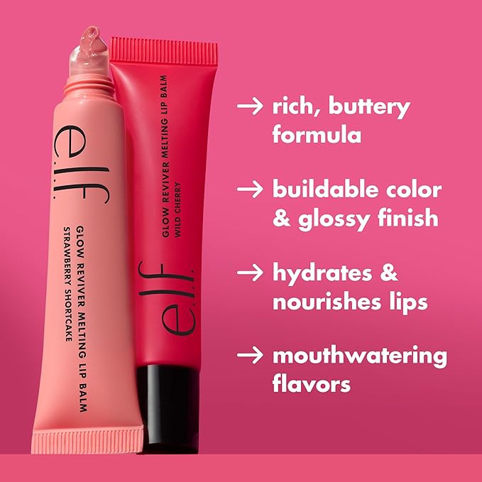 e.l.f. Glow Reviver Melting Lip Balm, Hydrating Tinted Lip Balm For A Glossy Finish & Soft, Supple Lips, Vegan & Cruelty-Free, Sherbet Punch