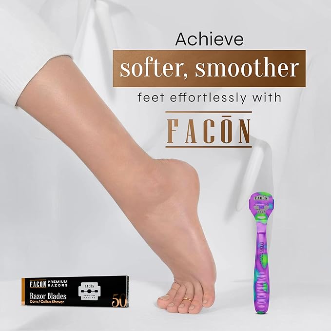 Facón Professional Callus Shaver Remover with 50 Blades, Pedicure Razor for Feet & Hands, Foot Razor for Callus Removal, Callus Blade Remover, Corn Shaver, Surgical Grade Premium Stainless Steel Tool