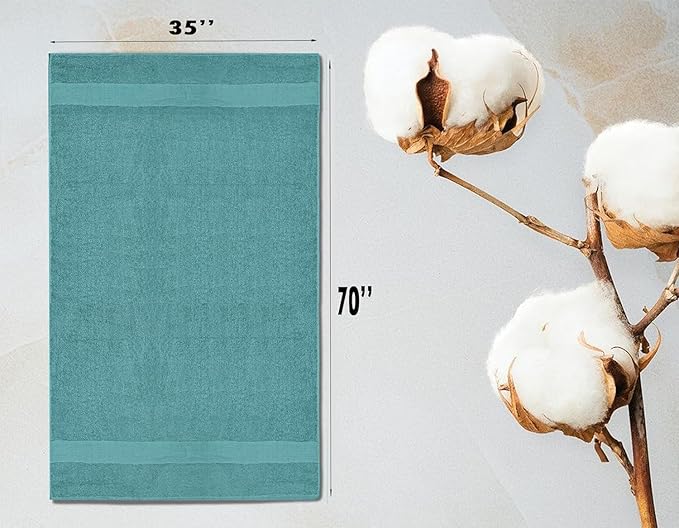 100% Cotton Luxury Bath Sheets - 35" x 70" - 600 GSM Cotton Towels for Bathroom - Set of 2 Super Soft, Highly Absorbent Bath Sheet - Oeko-Tex Certified (Teal)