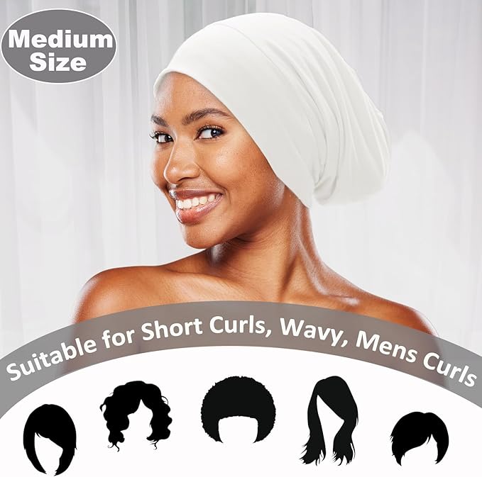 Sleep Cap Bonnet for Sleeping Black Women, Adjustable Cooling Ice Silk Lined Bonnet for Curly Braids Hair Cover Beanie Hat