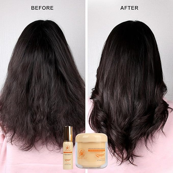 Hair Mask Argan Oil Set Deep Repair Conditioning Collagen Hair Treatment for Dry and Damaged Hair All Hair Types 16.9floz + 2floz