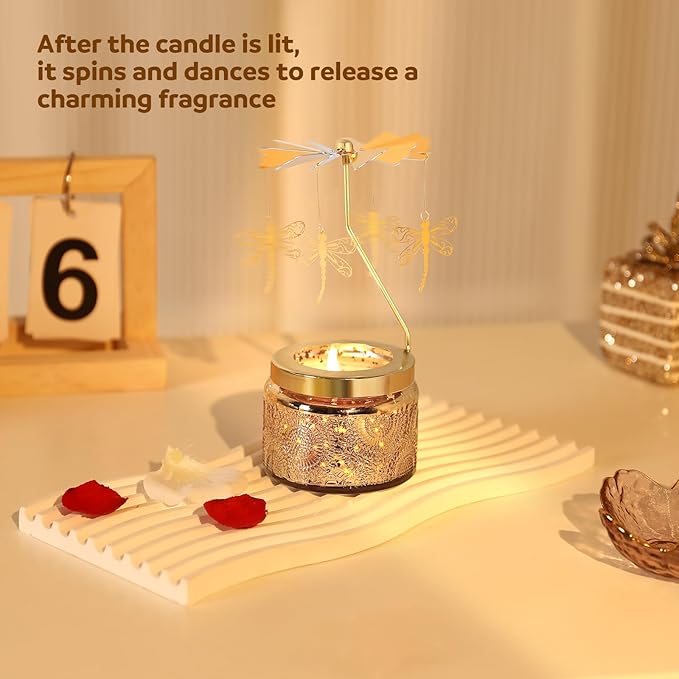 Mothers Day Gifts for Grandma, Dragonfly Gift for Women, Best Mom Gifts for Mothers Grandma Friends, Unique Birthday Presents for Sister with Gift Box, Rotating Scented Candles for Mother's Day