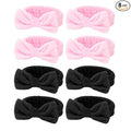 8 Pack Spa Headband for Washing Face,Pink Black Skincare Headband Set for Women Girls Cute Bow Headbands for Makeup Skin Care Head bands Slumber Party Supplies
