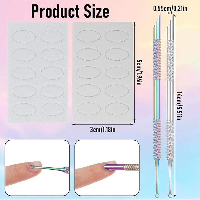 2 Pcs Cuticle Trimmer, Cuticle Remover Pusher Double head Nail Tool with Loop Remover Pusher Manicure Kit for Professional Manicurists Home Salon Lottery Ticket Scratcher Nail Care Sets