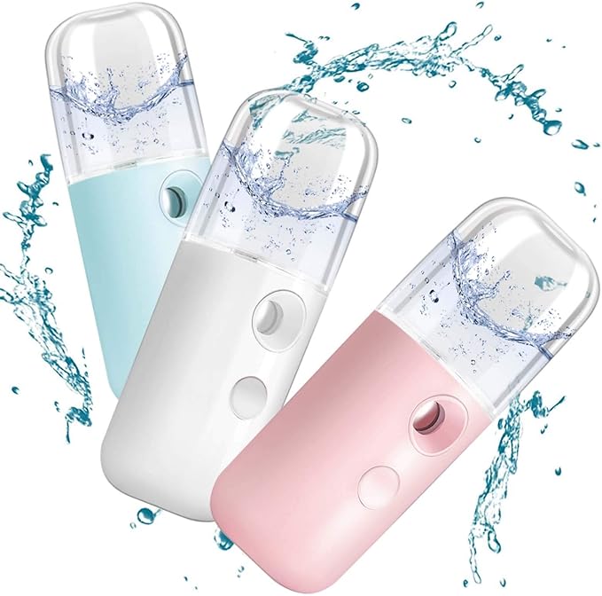GIVERARE Nano Facial Steamer, Handy Mini Mister, USB Rechargeable Mist Sprayer, 30ml Visual Water Tank Moisturizing&Hydrating for Face, Daily Makeup, Skin Care, Eyelash Extensions-White