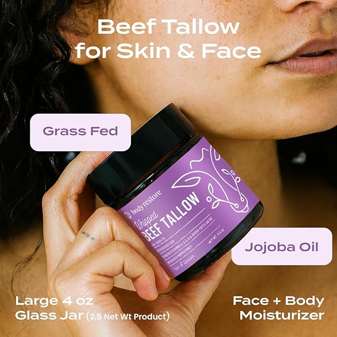 Body Restore Whipped Beef Tallow Balm – Mothers Day Gifts for Mom, Grass Fed Moisturizer for Face and Body, Birthday Gifts for Women, Self Care – Lavender