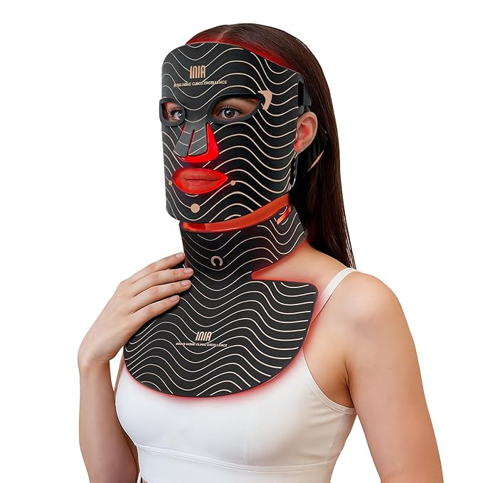 Red Light Therapy Mask for Face & Neck – 4 Light Modes with 850nm NIR, Red, Yellow & Blue LED Light Therapy, 2600mAh Rechargeable LED Face Mask for Anti-Aging, Skin Firming & Radiant Glow at Home
