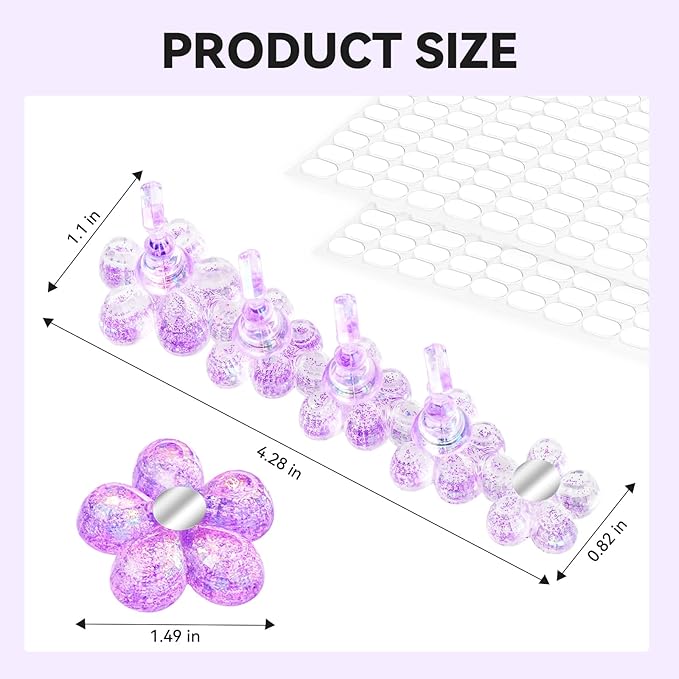 Nail Stand for Press On Fake Nails Painting Display Practice, Powerful Magnetic Nail Holder for Design, Flower Nail Stand with 200 PCS Double-Sided Tapes, Nail Tools for Home Salon