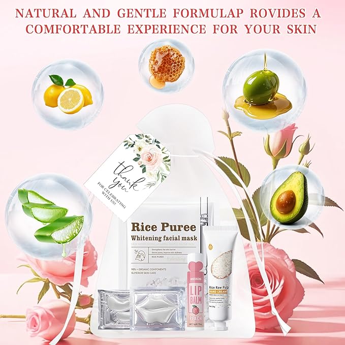 JAOJAO 84PCS Spa Party Supplies for Women, Spa Party Favors Include Hand Cream Lip Balm Face Masks Under Eye Patches Lip Mask Organza Bag Thank You Card Used for Women Girlfriend Wife Mother Teacher