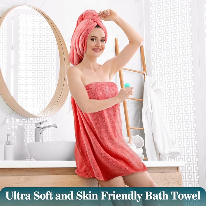Mixweer 10 Pieces Bath Towel Set, Microfiber Coral Velvet Highly Absorbent Towels for Bathroom Body Shower Beach Travel, 28 x 55 Inches(Multicolor)