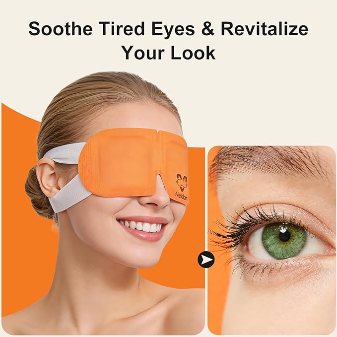 Neldon 20 Pack Steam Eye Mask Disposable, Self Heating Heated Warm Compress for Dry Eyes, Self-Warming Eye Pad for Sleep Travel Spa, Relaxation Gift for Women Men