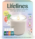 Lifelines Flameless Candle Aromatherapy Essential Oil Diffuser with 4 ClickWick Essential Oil Blends Value Pack - Cordless & Waterless Diffuser for Home - Scented Electric Candles Blow Out Flame