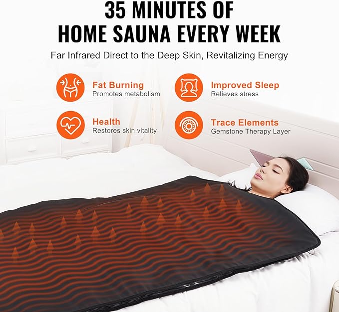Happybuy Sauna Blanket for Home Detox, Portable with Heating & Adjustable Temp, 95-185℉, 1-60 Min Timer, 74.8X 35.43in