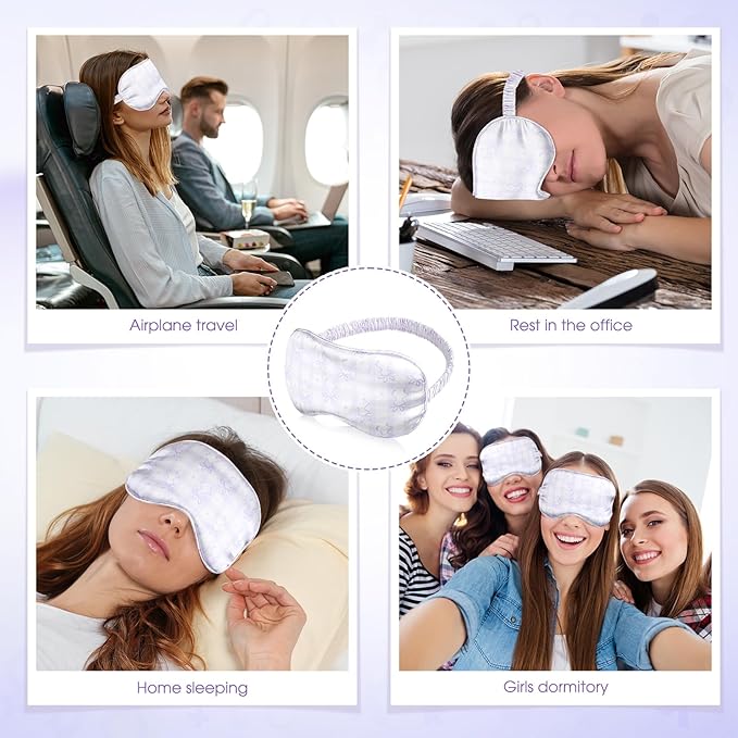 Honeydak 12 Pcs Silk Sleep Masks for Women Girls Purple Bow Party Favors Adjustable Eye Masks for Birthday Sleepover Spa Sweet 16 Party Gifts
