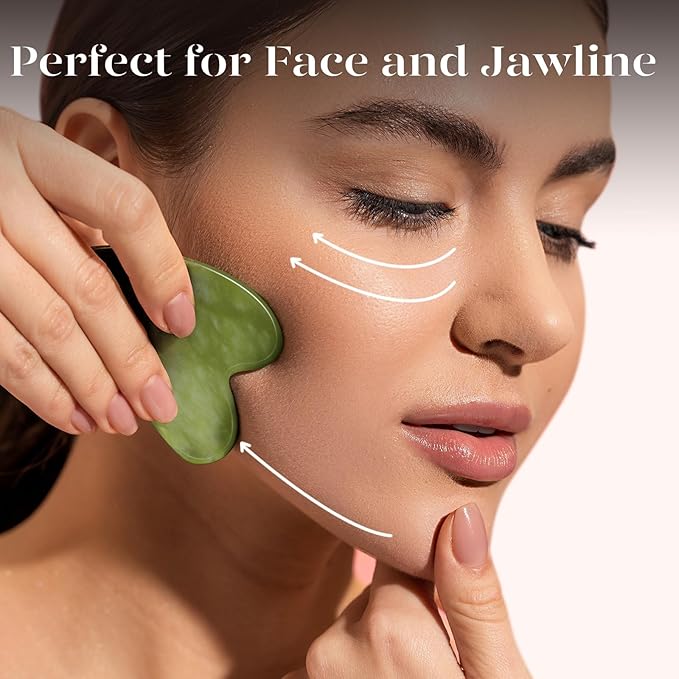 BAIMEI IcyMe Gua Sha Facial Tools Face Massager for Skin Care, Relaxation and Reduce Wrinkles Puffiness Skin Care Tools, Self Care Gift for Men Women - Green